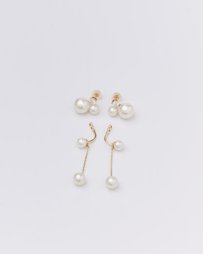 What I want to inherit Pearl earrings-3WAYピアスパールミックス(K10/K18)