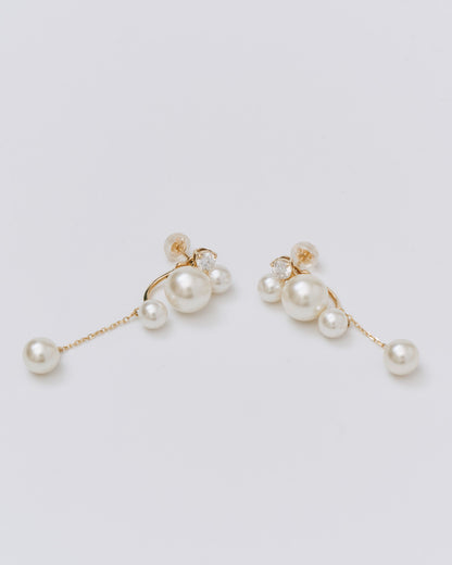 What I want to inherit Pearl earrings-3WAYピアスパールミックス(K10/K18)