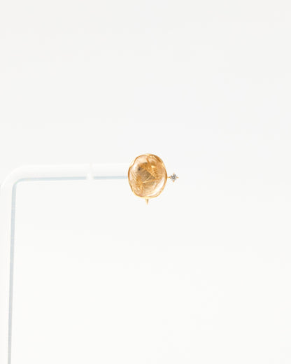 【ユーフォリア】ルチルクォーツ フリルイヤリング（片耳） #03